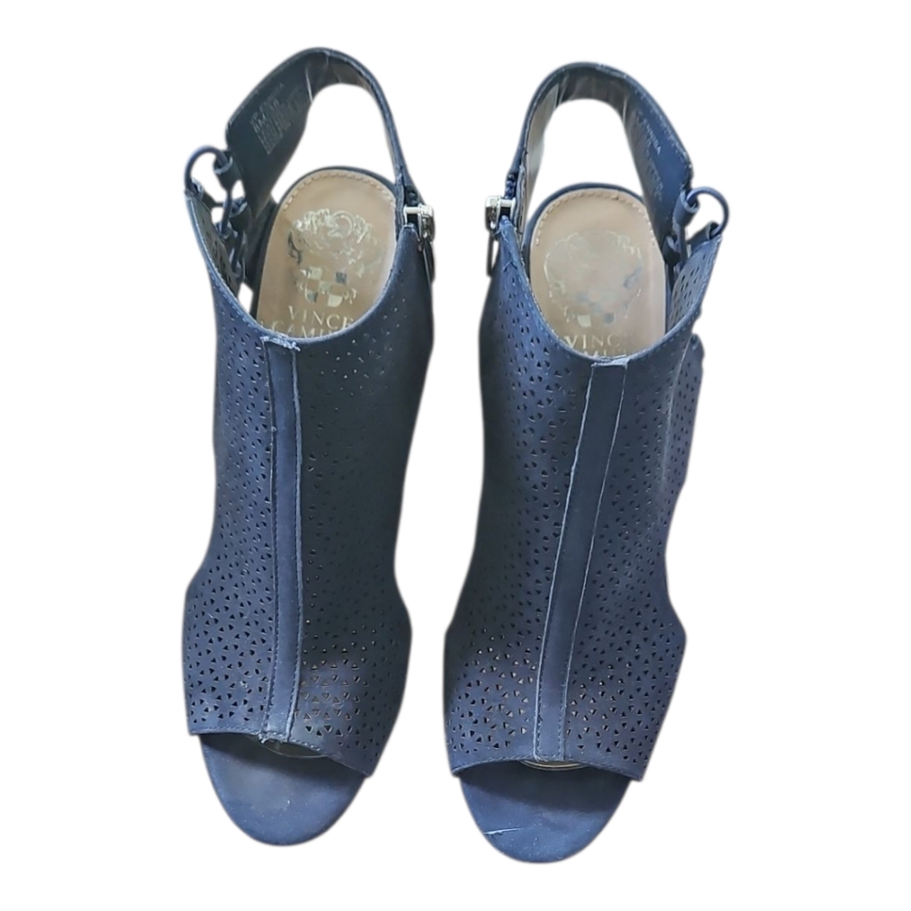 Vince Camuto Open Toe Sandle Bootie. Navy Suede. Womens 8 - Picture 2 of 6